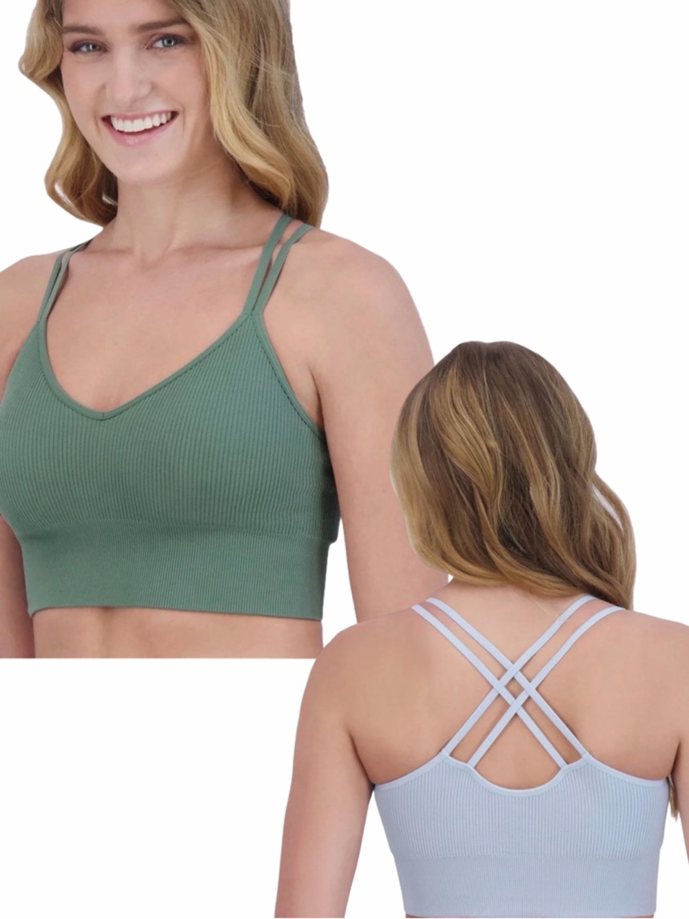 3/$15 NWOT SO Sage Seamless Criss Cross Ribbed Crop Top Bralette Medium - Picture 10 of 10